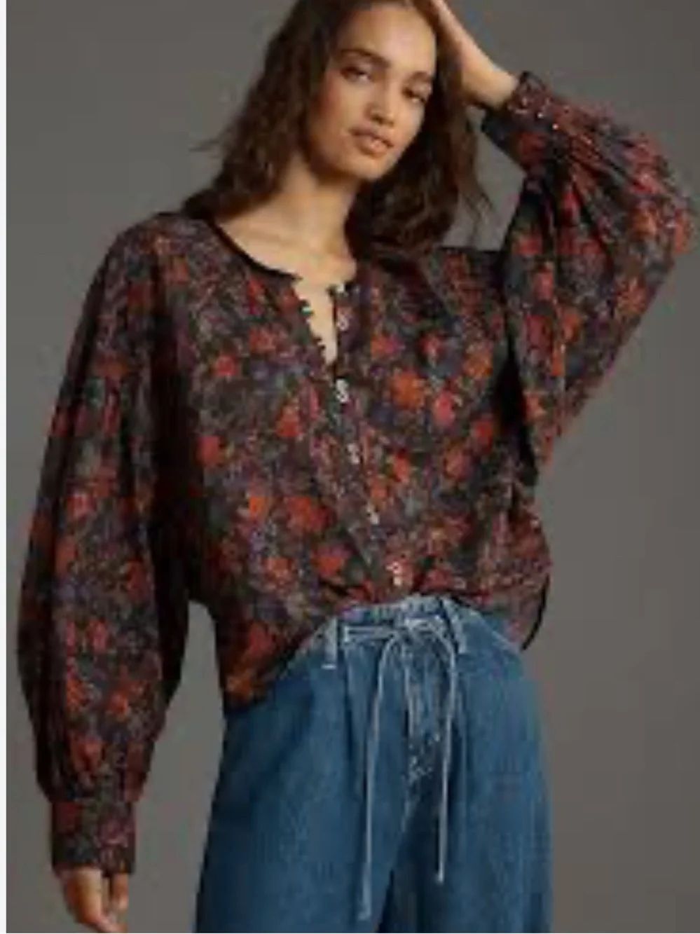 Anthropologie Pilcro The Sidney Batwing Blouse: Button Loop Edition S